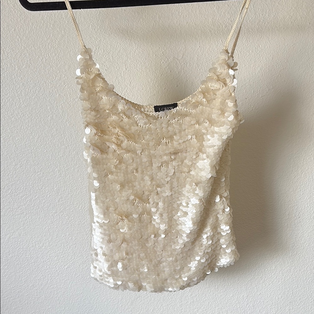 J. Crew Cream Sequin Fitted Camisole